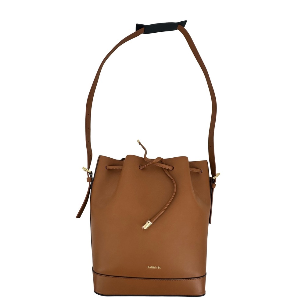 PARIS/64 Always Caramel Bucket Bag Cognac Brown Leather Drawstring Spain Luxury - Picture 2 of 16